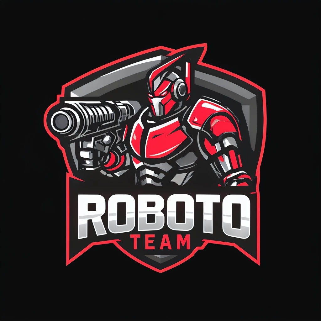 Dynamic Red Robot Warrior Emblem for Esports Team Logo