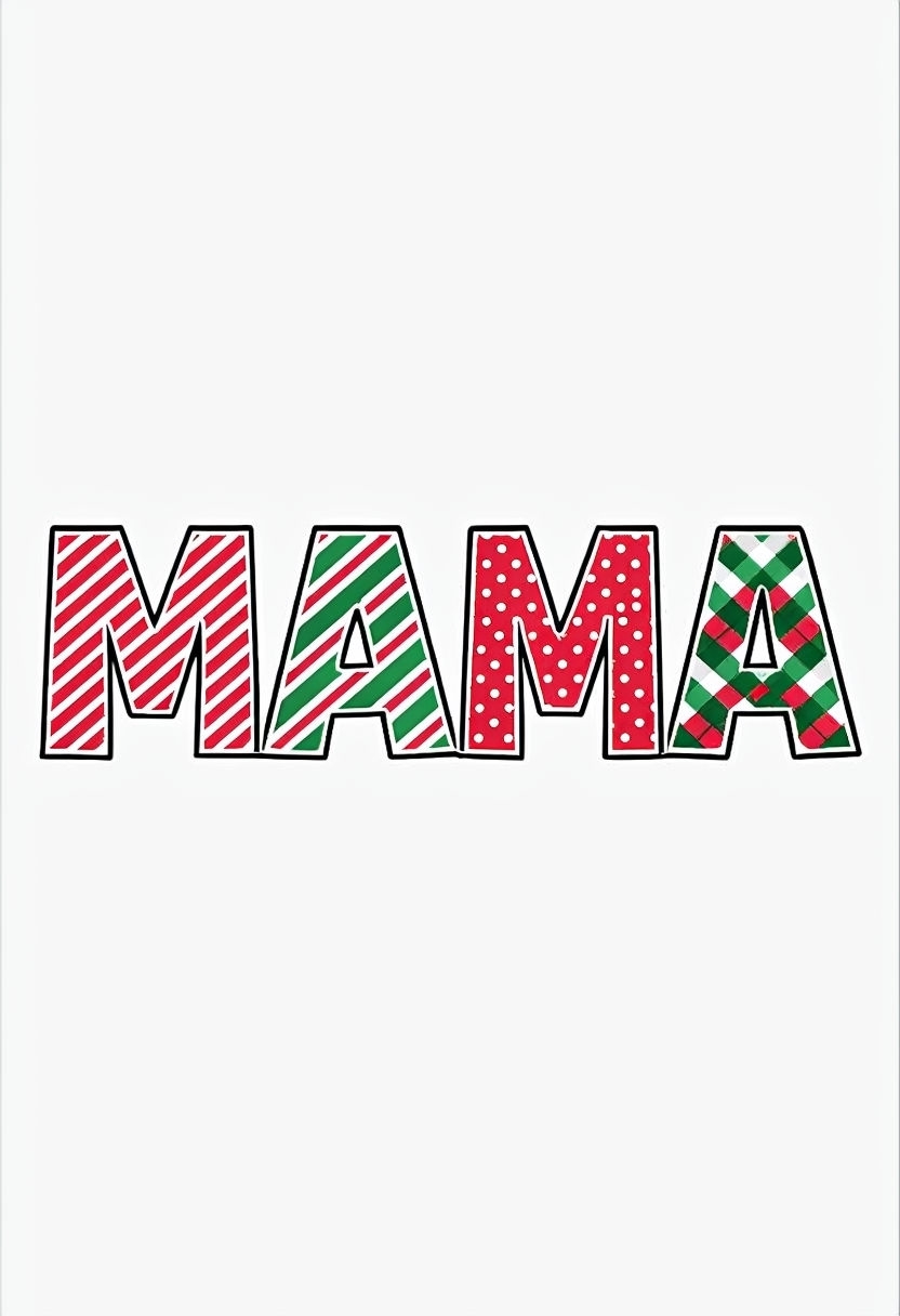 Playful Christmas 'MAMA' Graphic Design T-Shirt