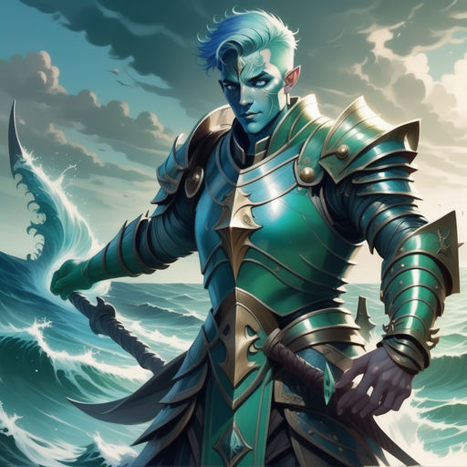 D&d Water genasi paladin oath of the open sea man with half... by ...