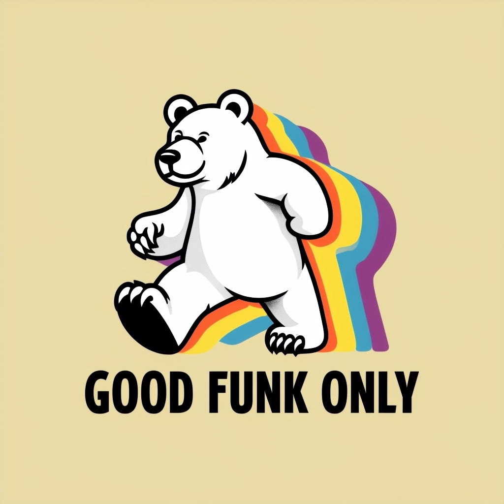 Confident Cartoon White Bear with Rainbow Shadow T-Shirt
