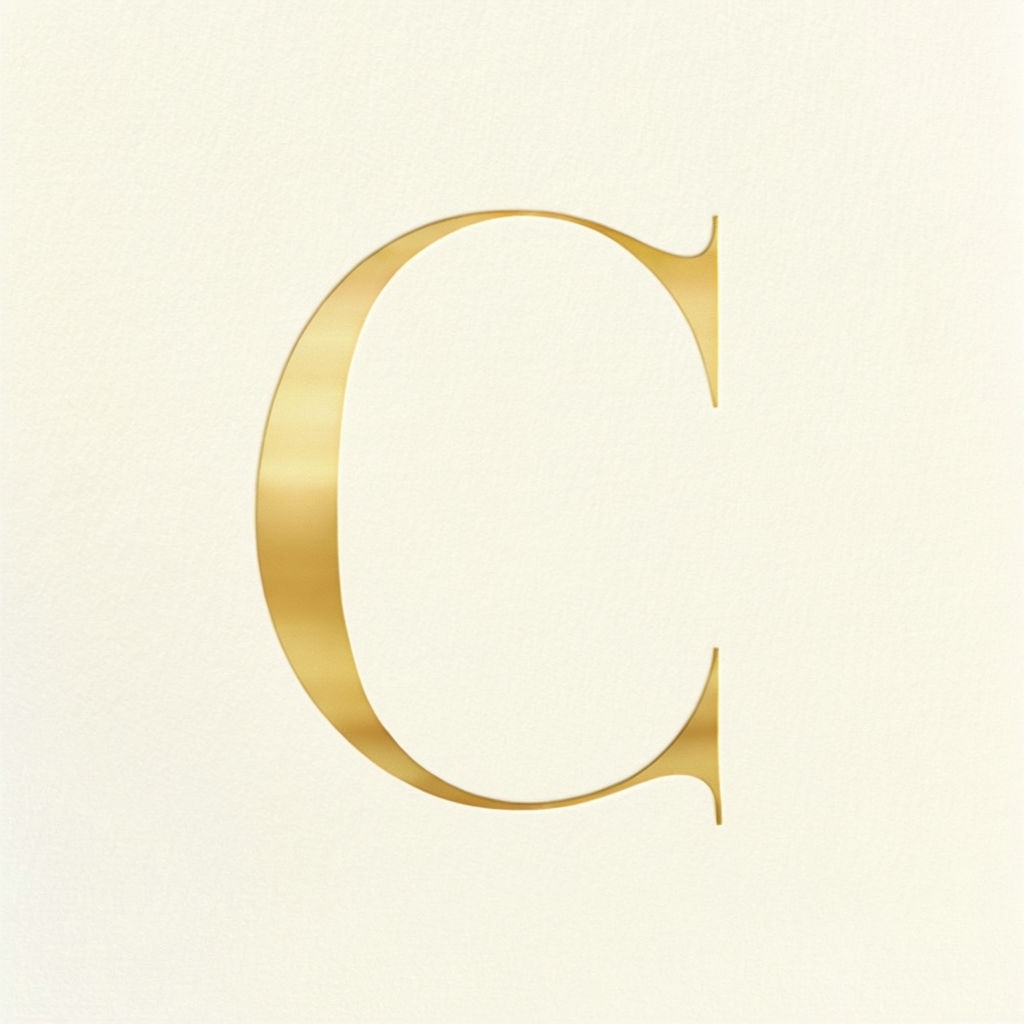 Elegant Gold C Monogram on Cream Background Art