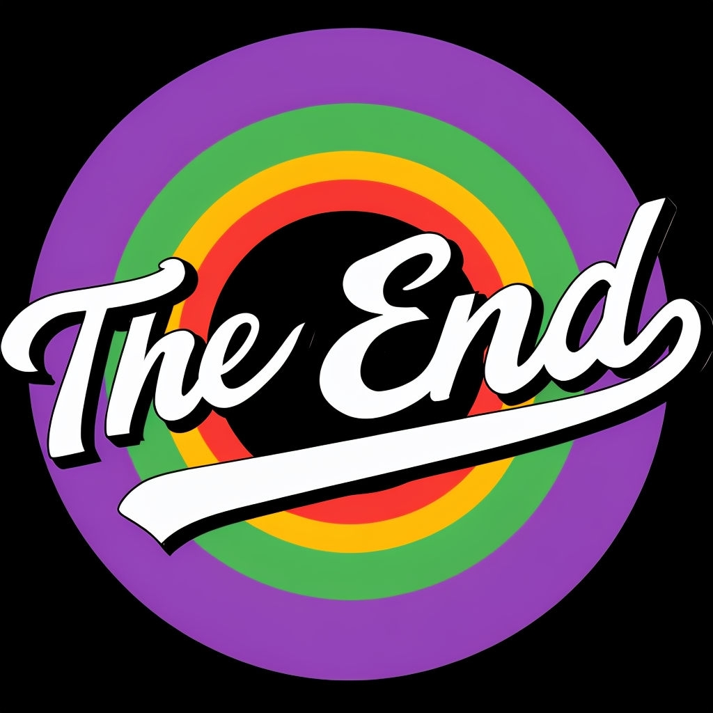 Vibrant Retro 'The End' Cursive Design T-Shirt