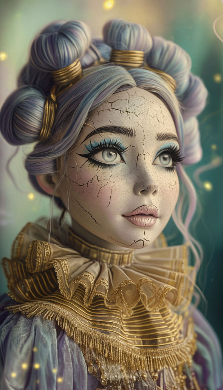 Ethereal Fantasy Puppet Woman Portrait Art