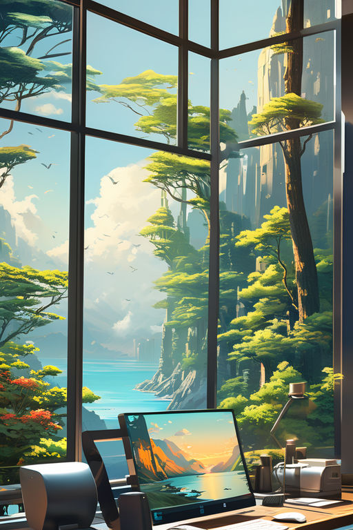 Minimalist office wall mural blending concepts of IT by Abrar Saiful