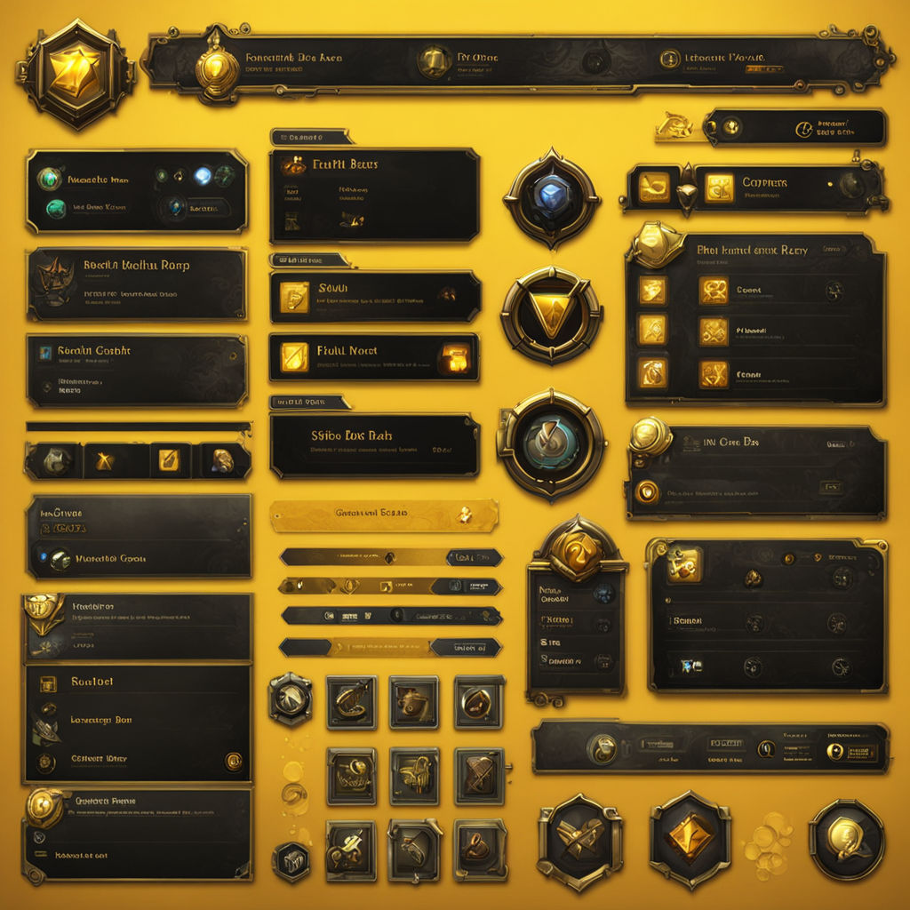 Design a realistic UI interface for an MMORPG game using yel... by ...