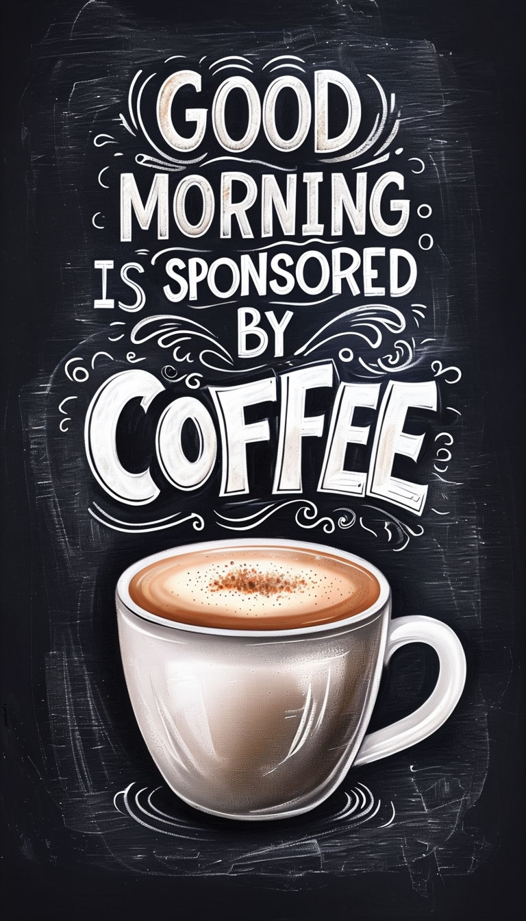 Good Morning is Sponsored by Coffee Chalk Art Poster