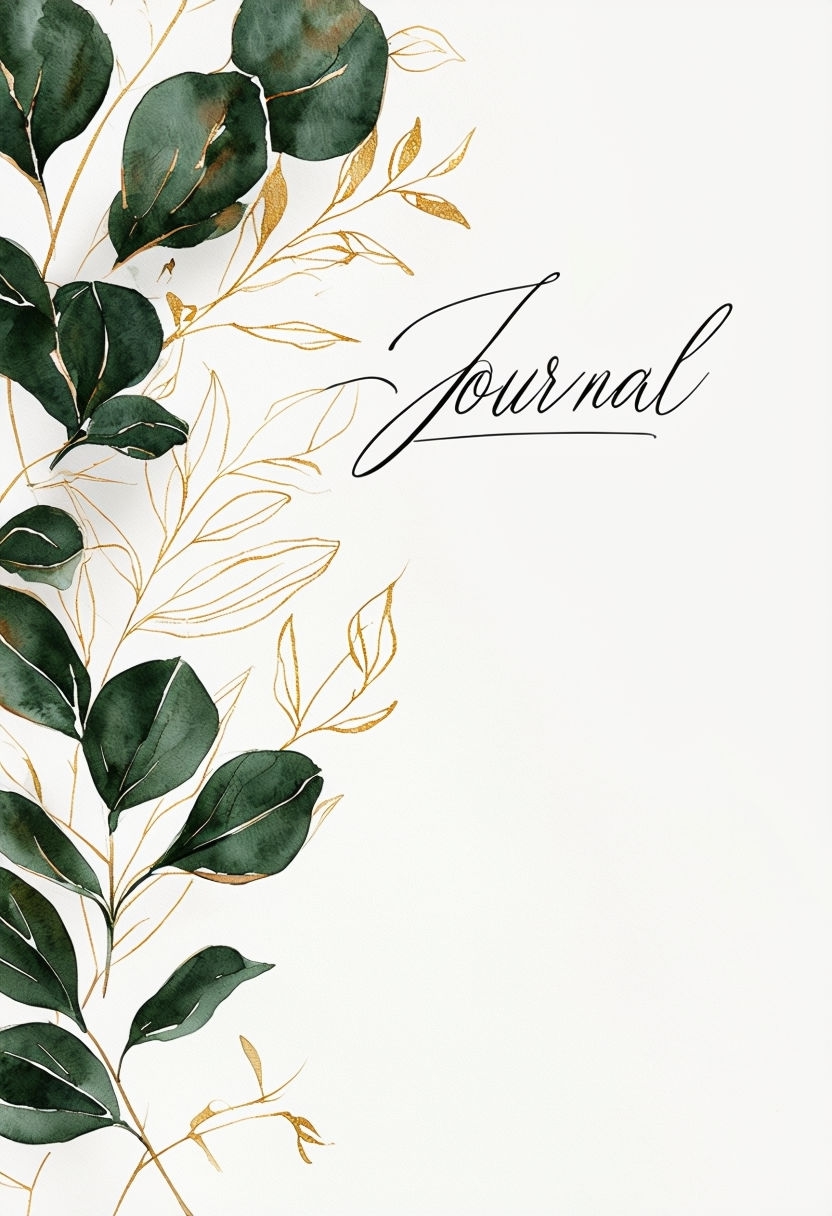 Minimalist Watercolor Botanical Journal Cover Design EBook Cover