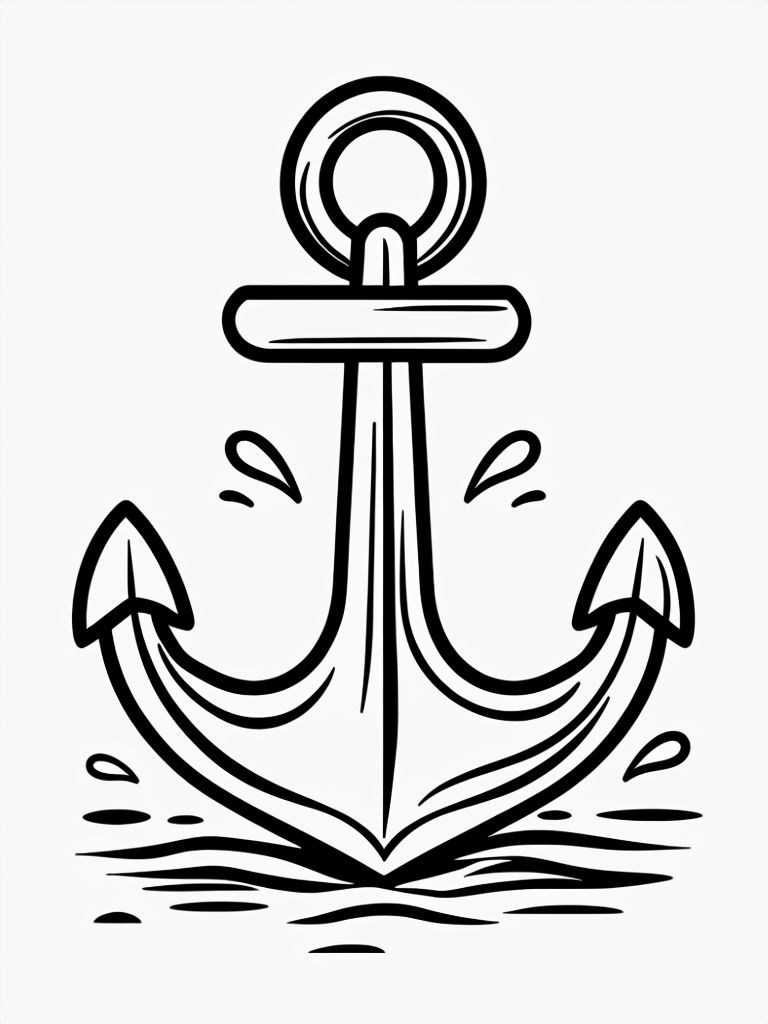 Playful Cartoon Anchor Illustration for Coloring Book Pages