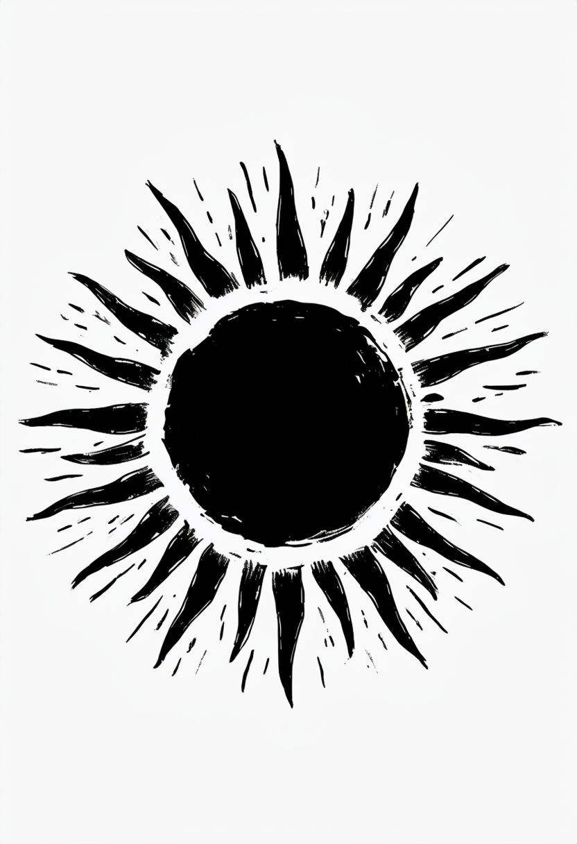 Radiant Sun Illustration with Dynamic Rays T-Shirt