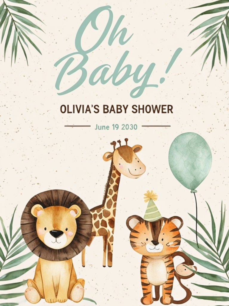 Whimsical Watercolor Baby Shower Invitation for Olivia Event Sign