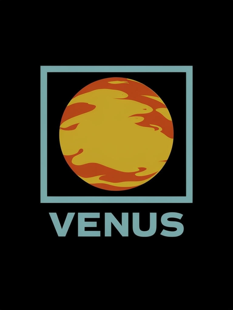 Stylized Retro Venus Planet Graphic Design T-Shirt