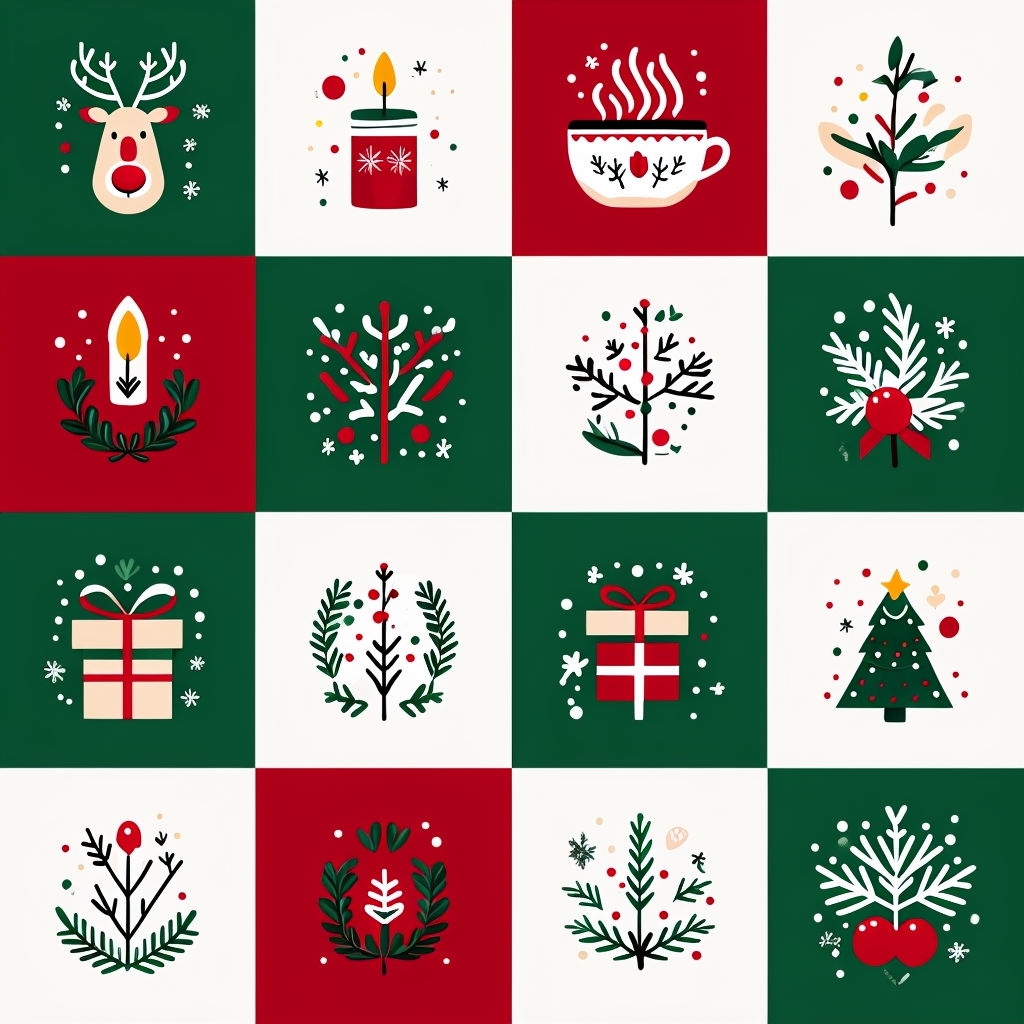 Whimsical Holiday-Themed Seamless Pattern Design for Festive Decor