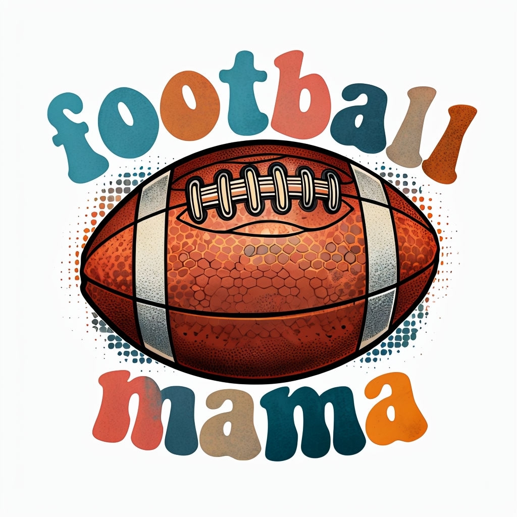 Retro American Football Illustration with Colorful Text Mug