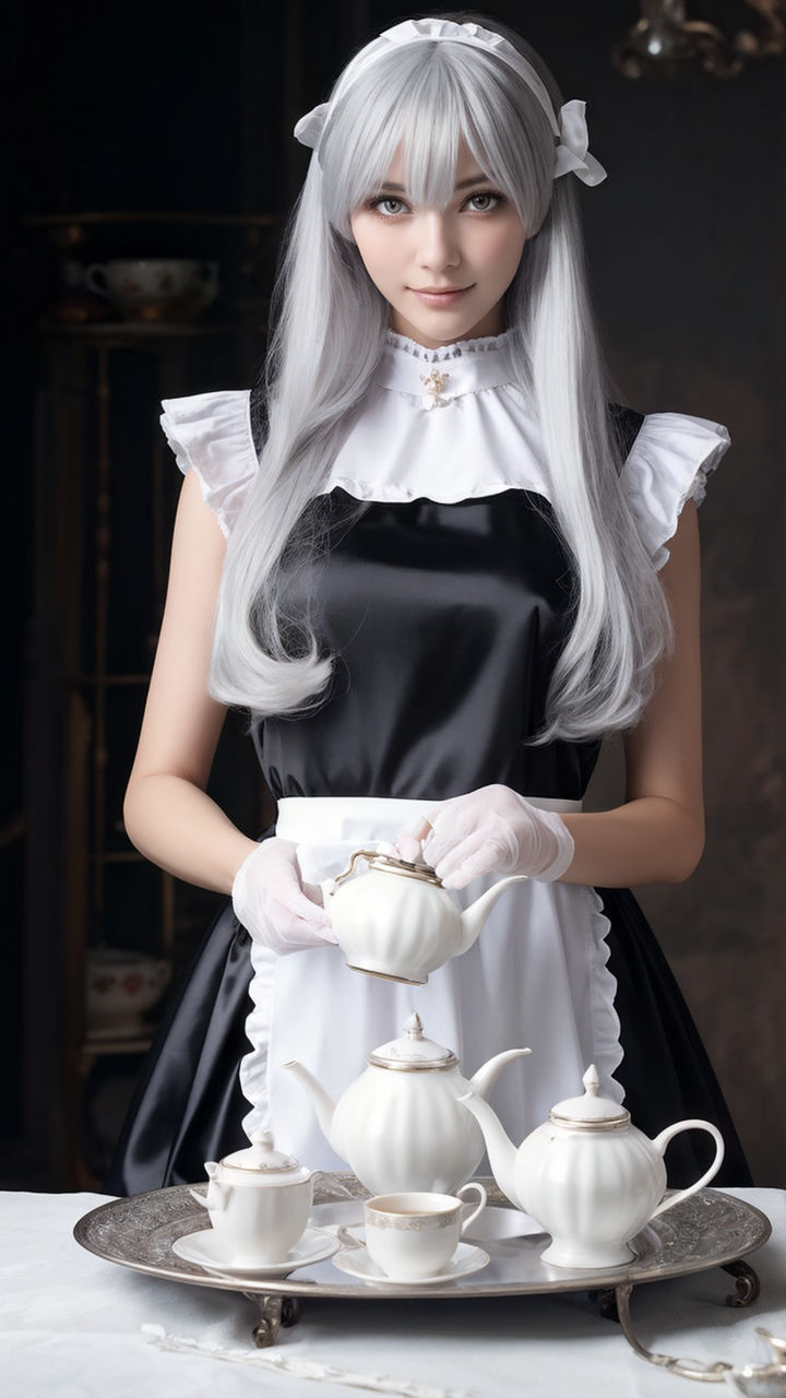 femboy wearing a maid outfit receding hairline