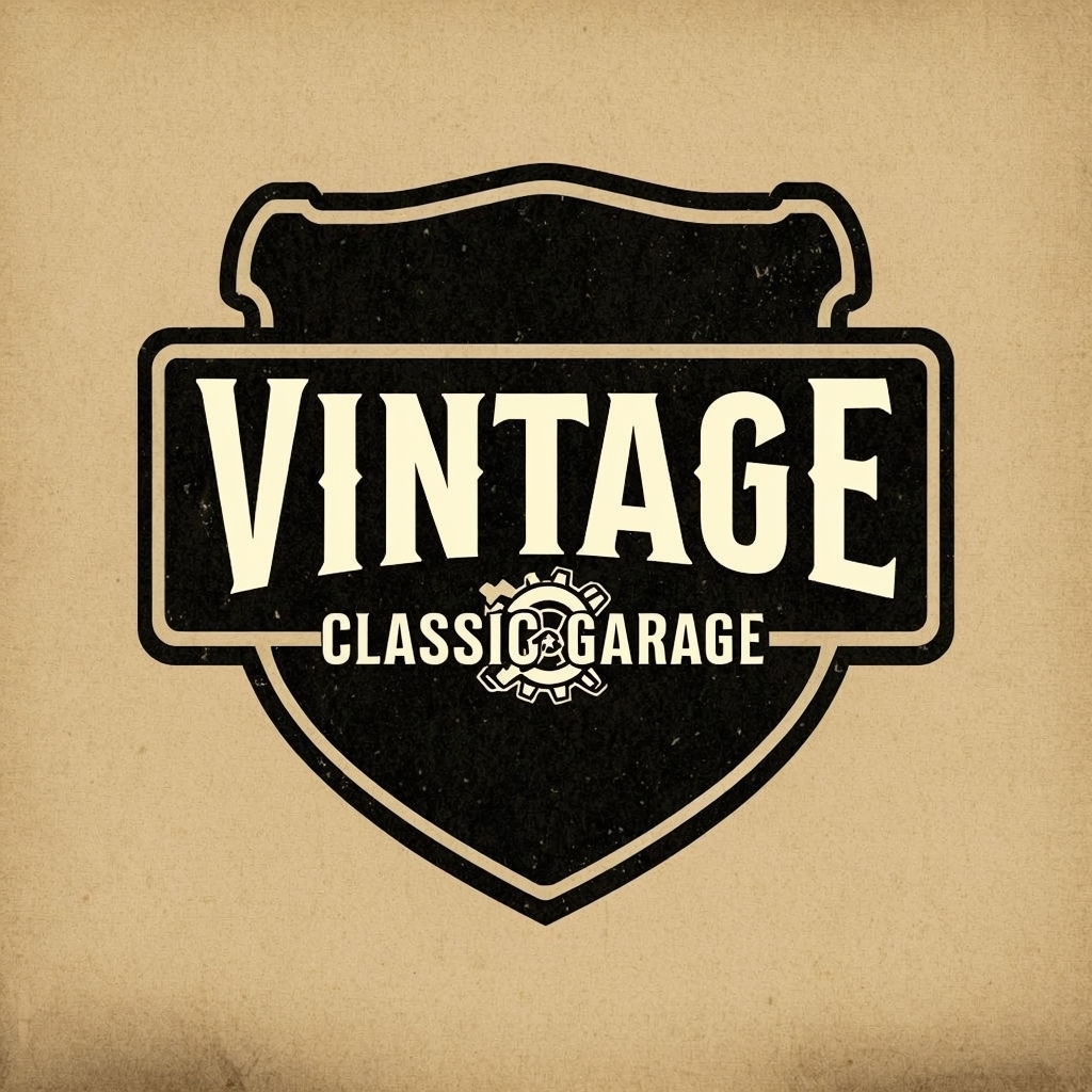 Vintage Classic Garage Shield Logo Design