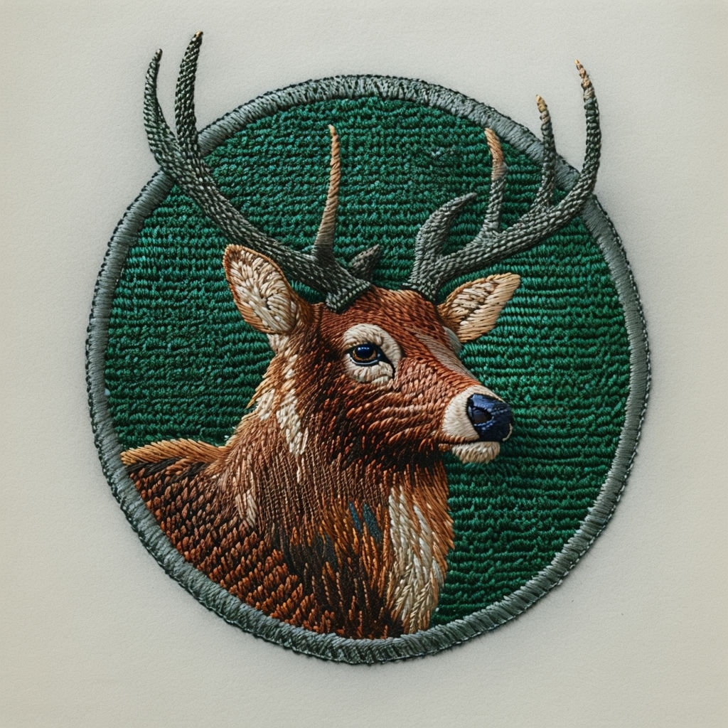 Majestic Stag Embroidered Patch Design for Hats