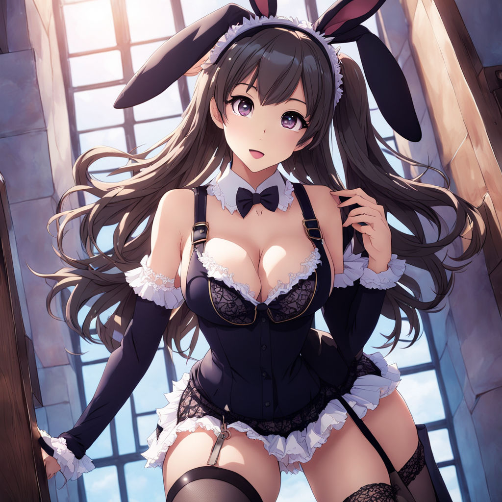 a bunny girl in a revealing outfit