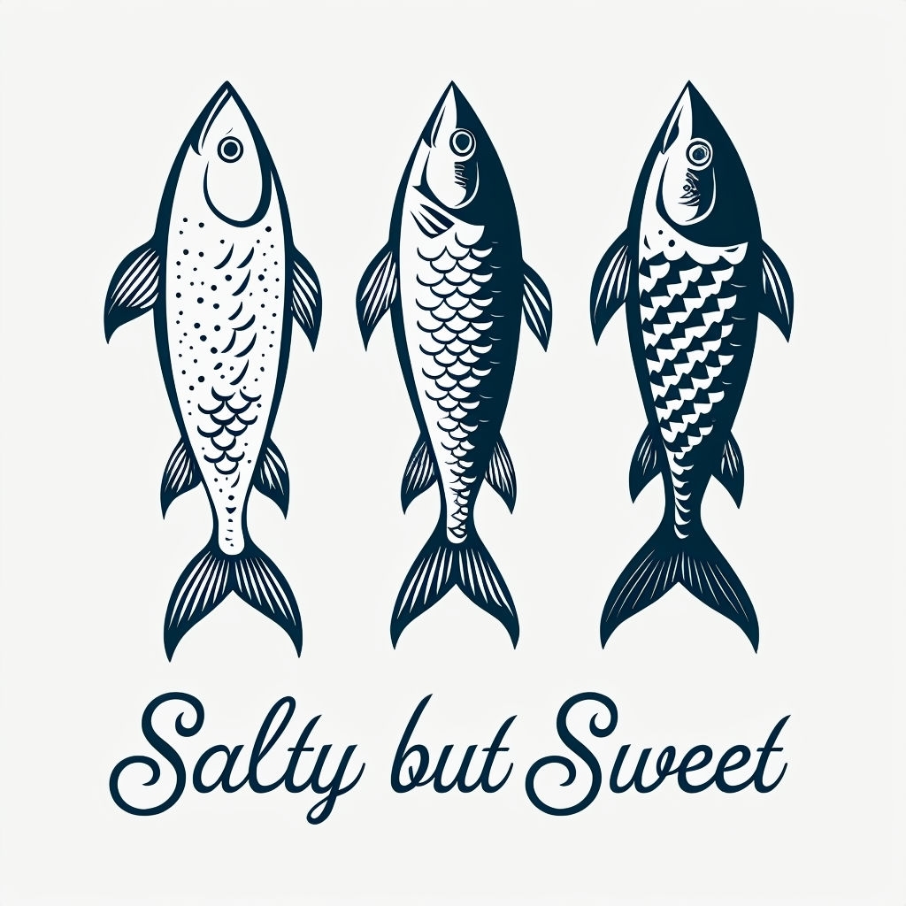 Stylish Minimalist Fish Design with Salty but Sweet Text T-shirt