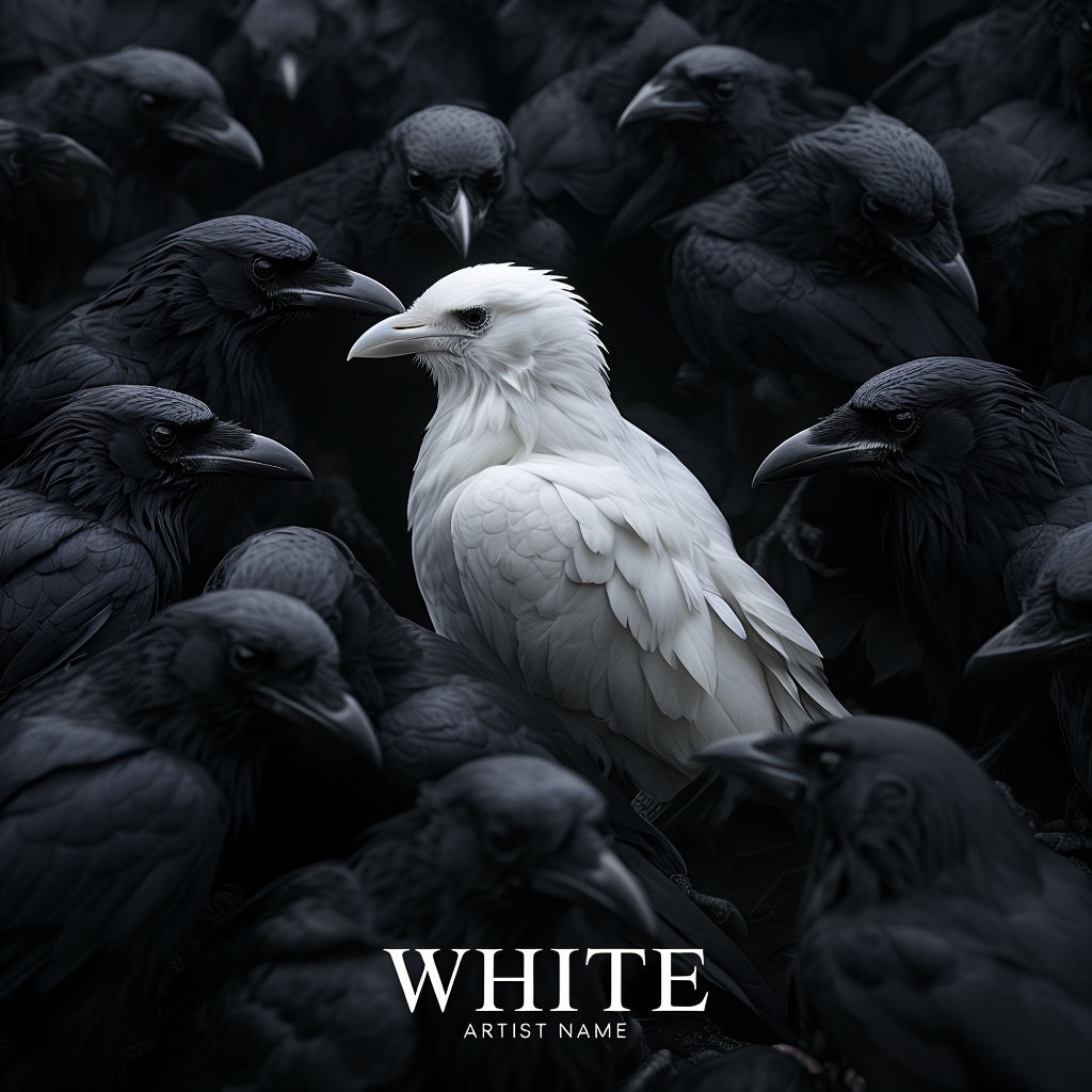 Striking Contrast of White Bird Among Black Crows Album Cover