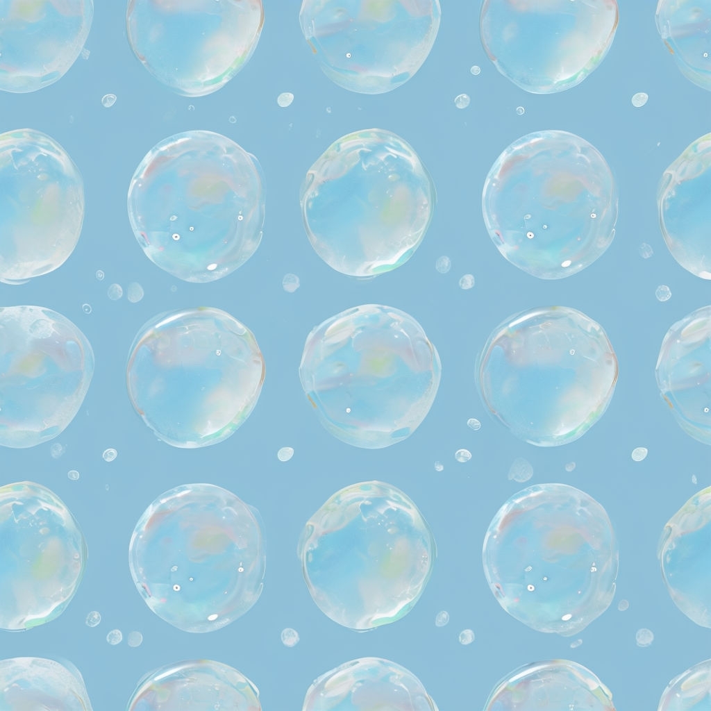 Translucent Bubbles Seamless Pattern on Light Blue Background