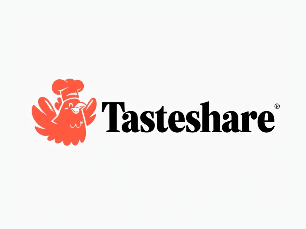 Minimalist Tasteshare Logo Featuring Cheerful Chef Chicken Logo