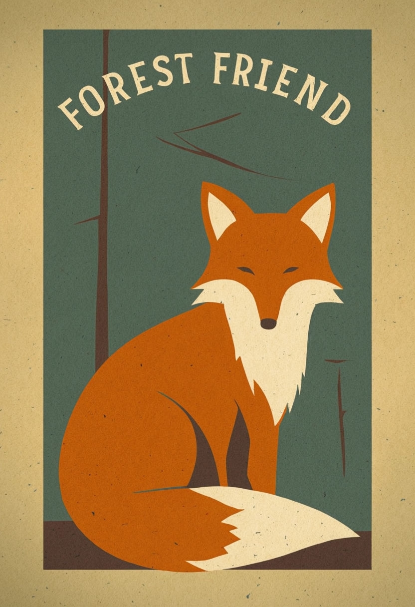 Stylized Fox Illustration with Rustic Typography Poster