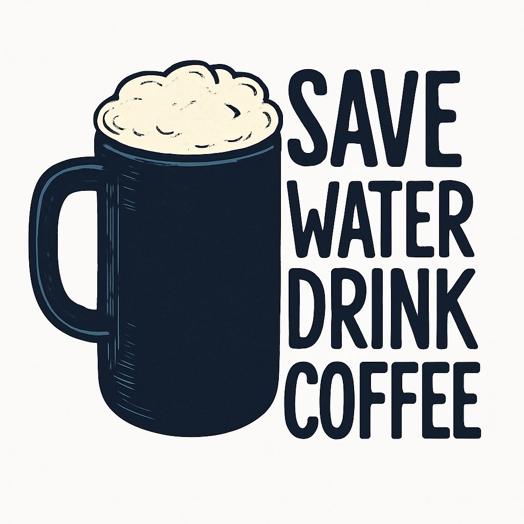 Navy Blue Coffee Mug Save Water Drink Coffee Sticker