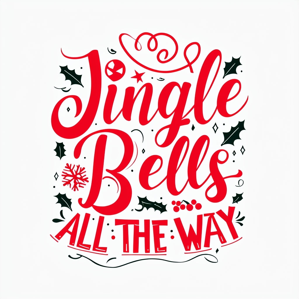 Festive Jingle Bells All The Way Christmas Art Design