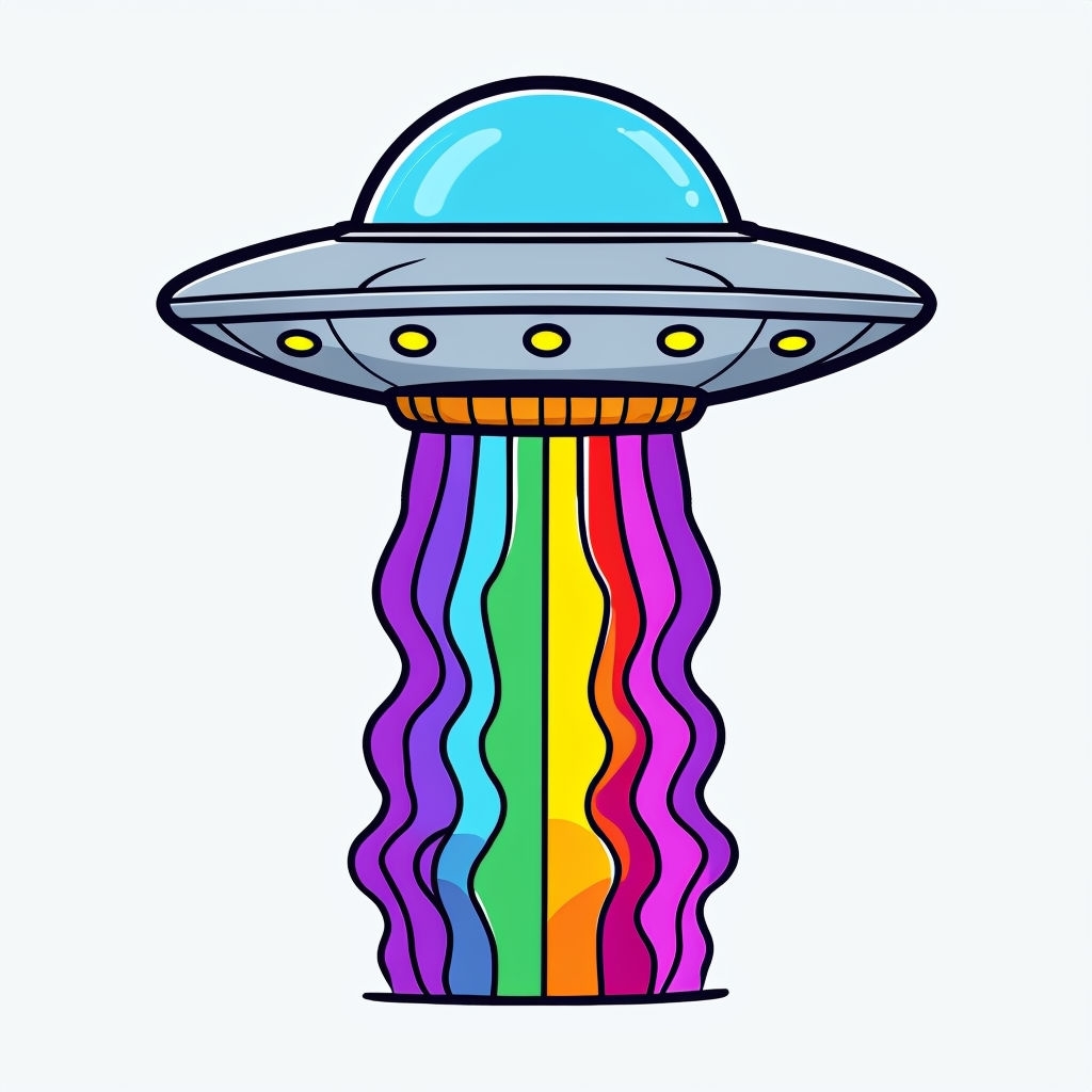 Whimsical Cartoon Classic Flying Saucer Illustration Sticker