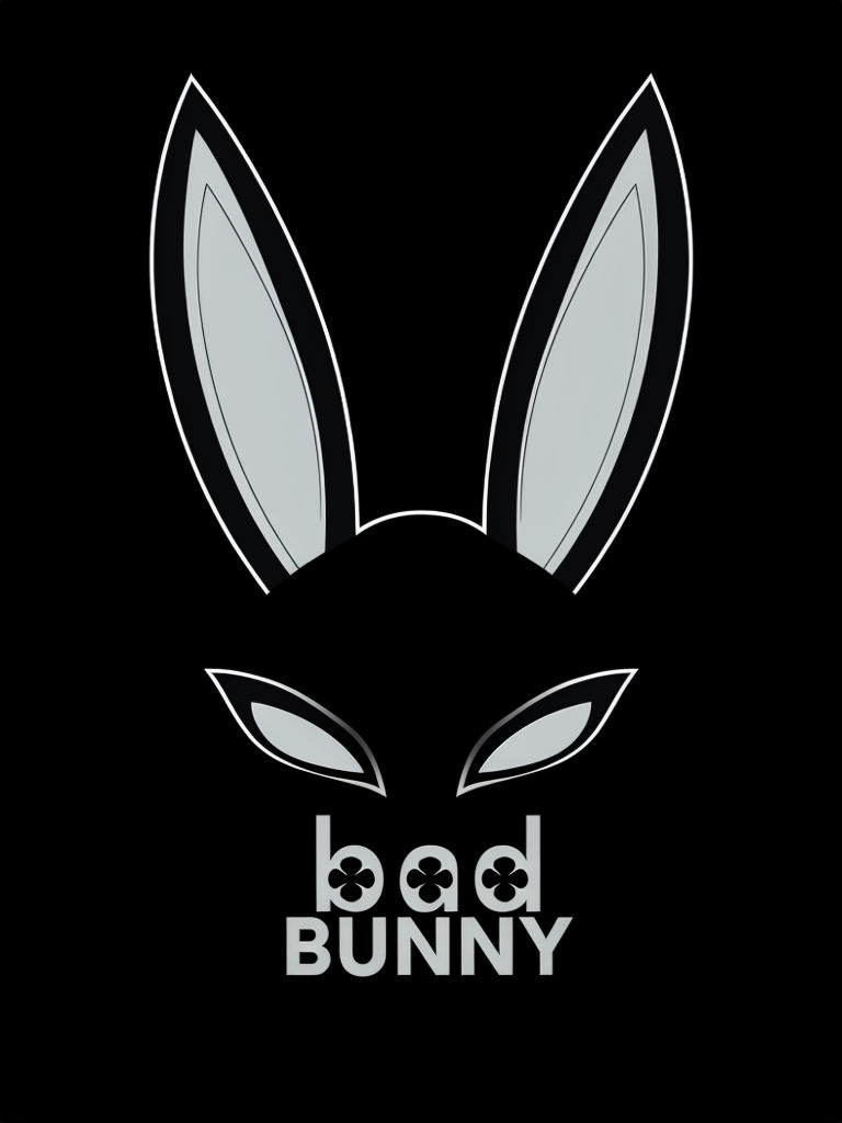 Minimalist Bad Bunny Graphic with Clover Design T-Shirt