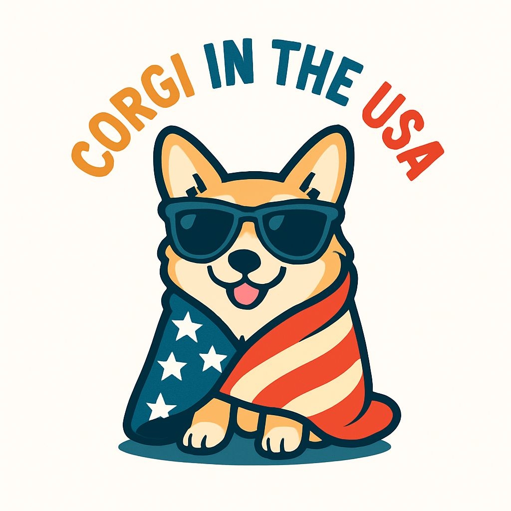 Cheerful Corgi with American Flag Blanket Cartoon Sticker