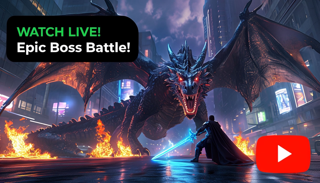 Epic Dragon Battle Scene YouTube Thumbnail Design Social Media Post