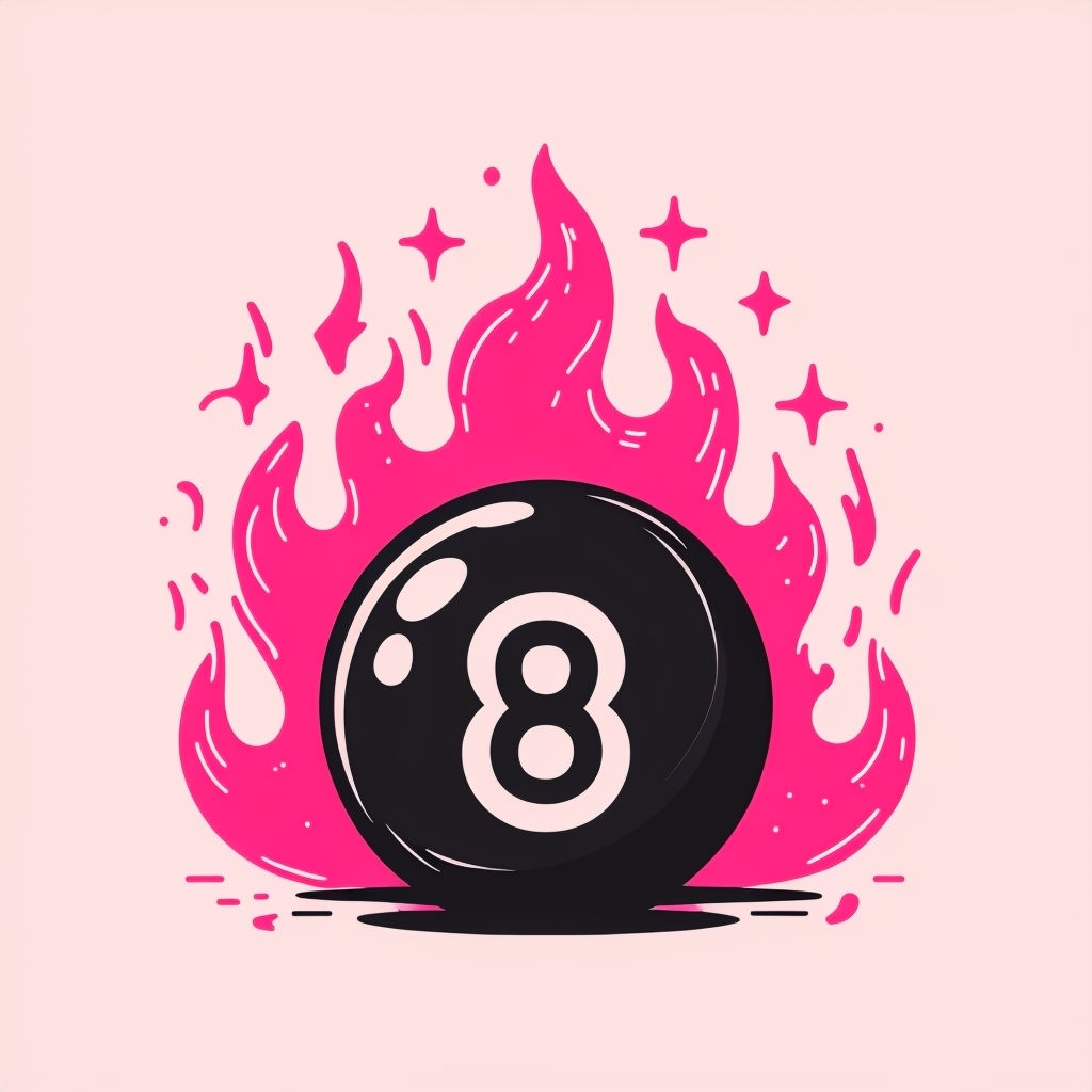 Vibrant Pop Art Black Magic 8 Ball with Flaming Design T-shirt