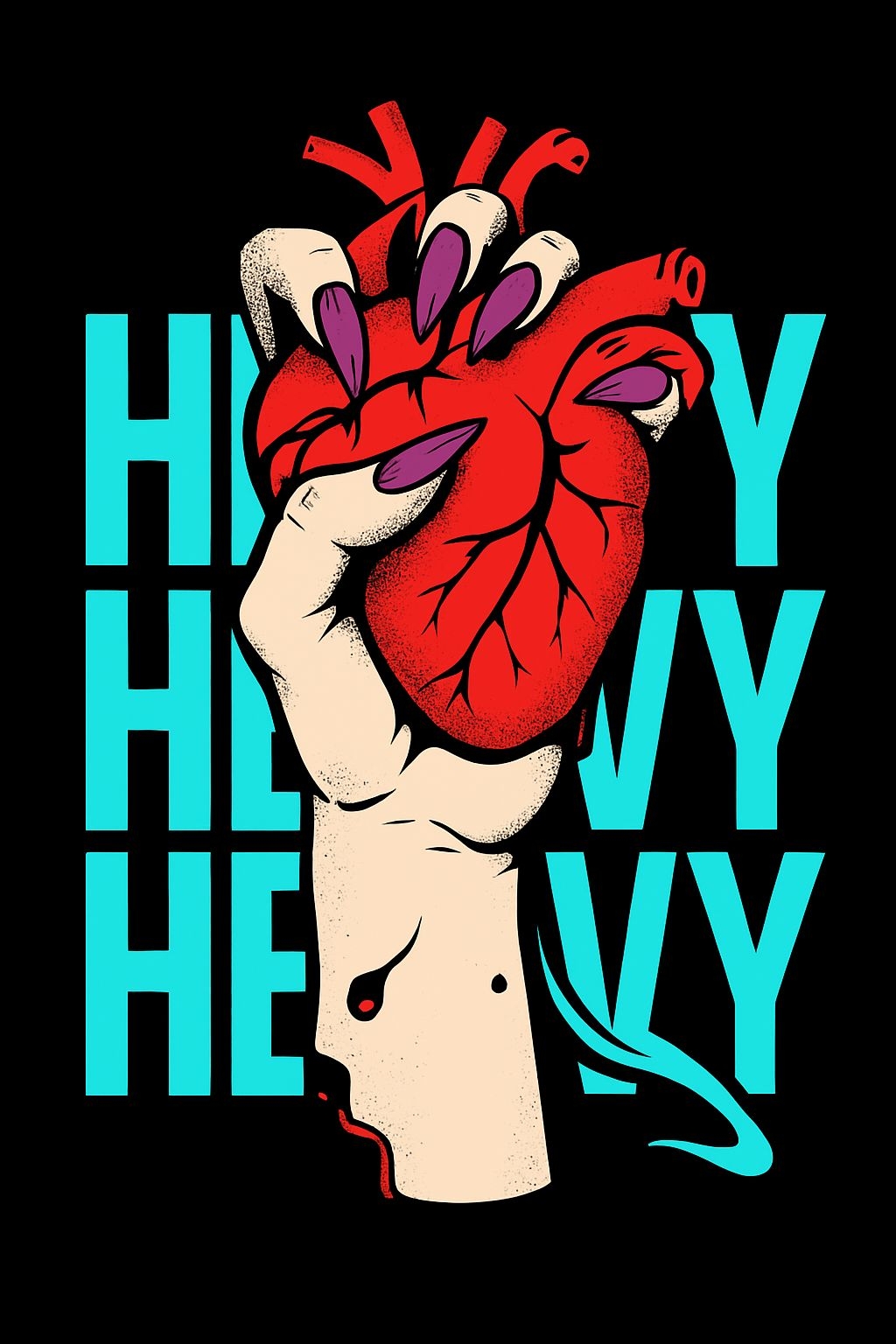 Vibrant Pop Art Hand Gripping Red Heart T-Shirt