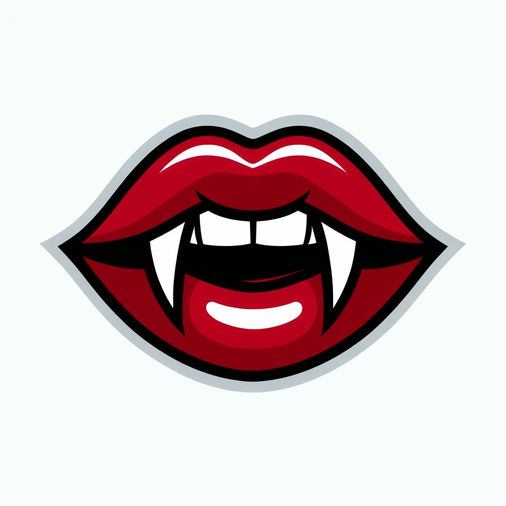 Bold Gothic Lips with Fangs Flat Icon Illustration Sticker