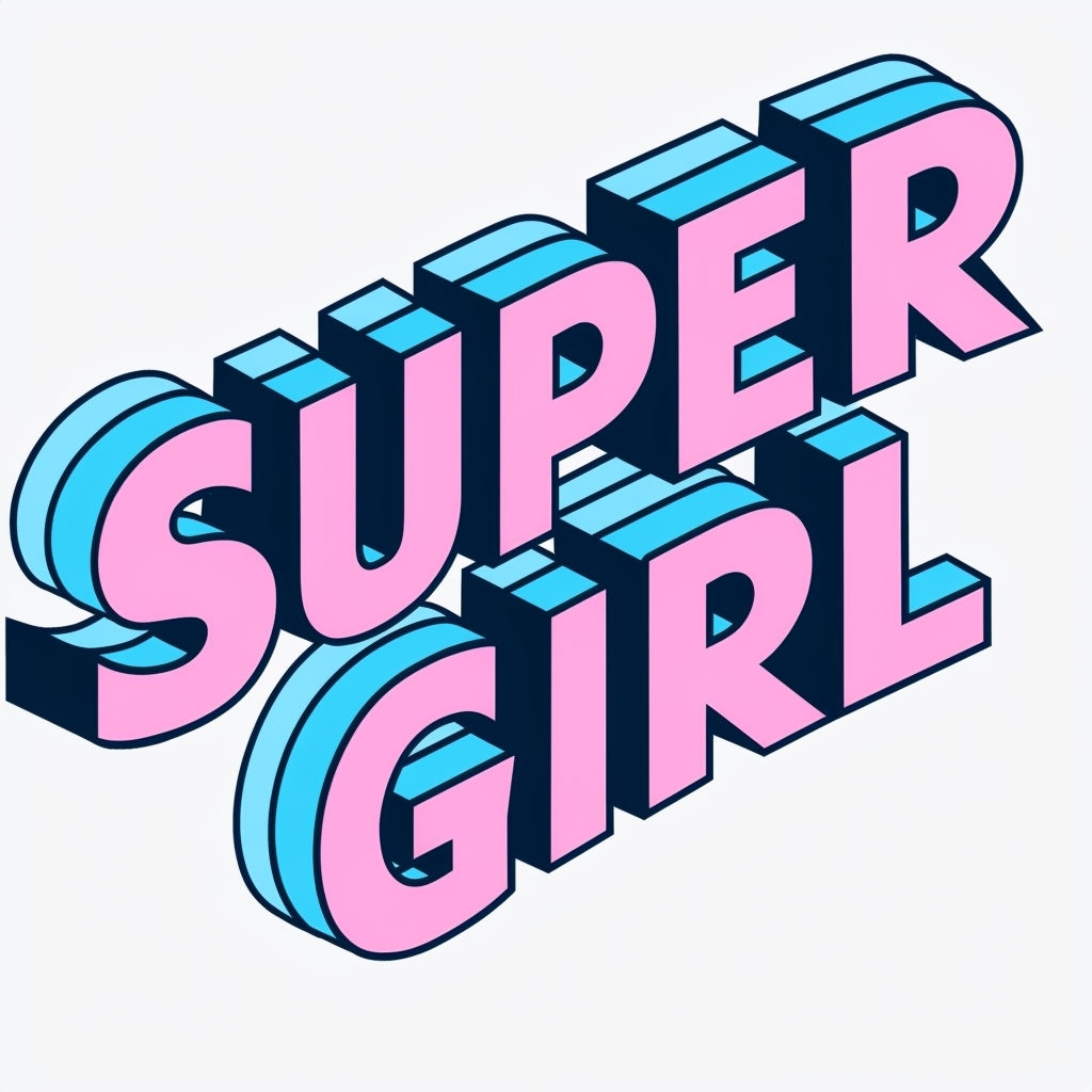 Retro Comic Style Super Girl Logo Illustration Sticker