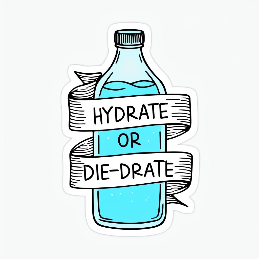 Humorous Hydrate or Die-Drate Water Bottle Sticker