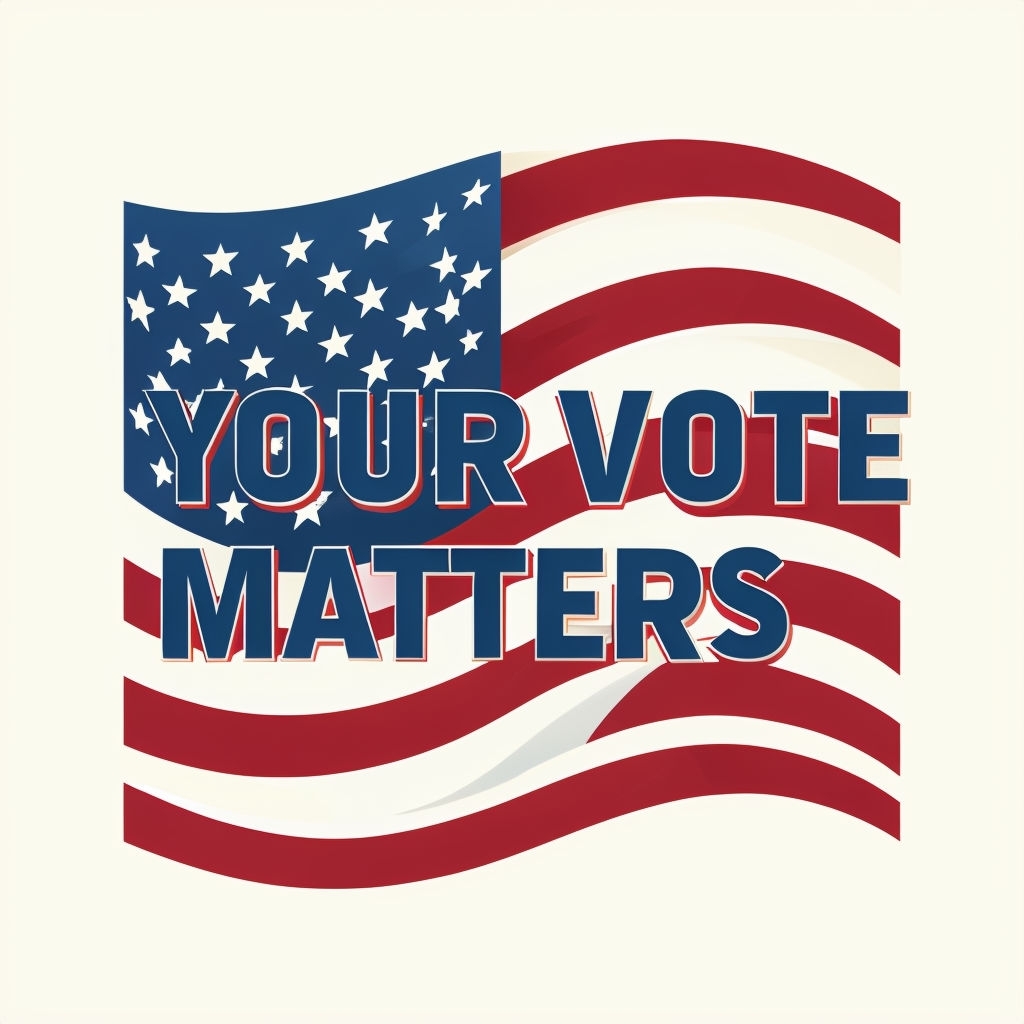 Dynamic American Flag Design with 'Your Vote Matters' Text Poster