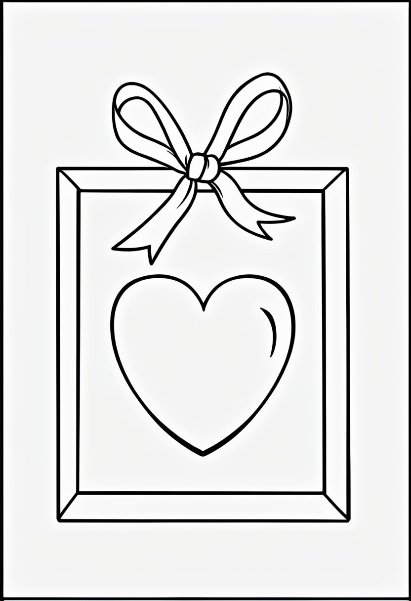 Charming Heart Framed Picture Outline for Coloring Book Pages