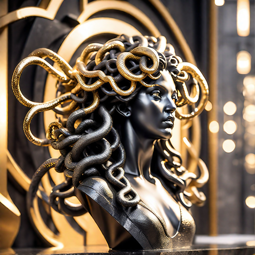 Medusa bust statue detailed with textural realism under a co... by Mark ...