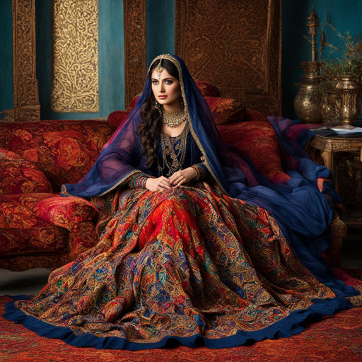 A beautyful afghan princess in tradional dress with veil by Marcel ...