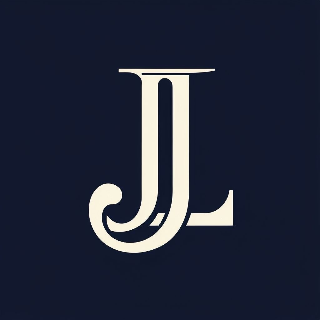 Elegant Monogram JL Logo Design on Midnight Blue Background Monogram