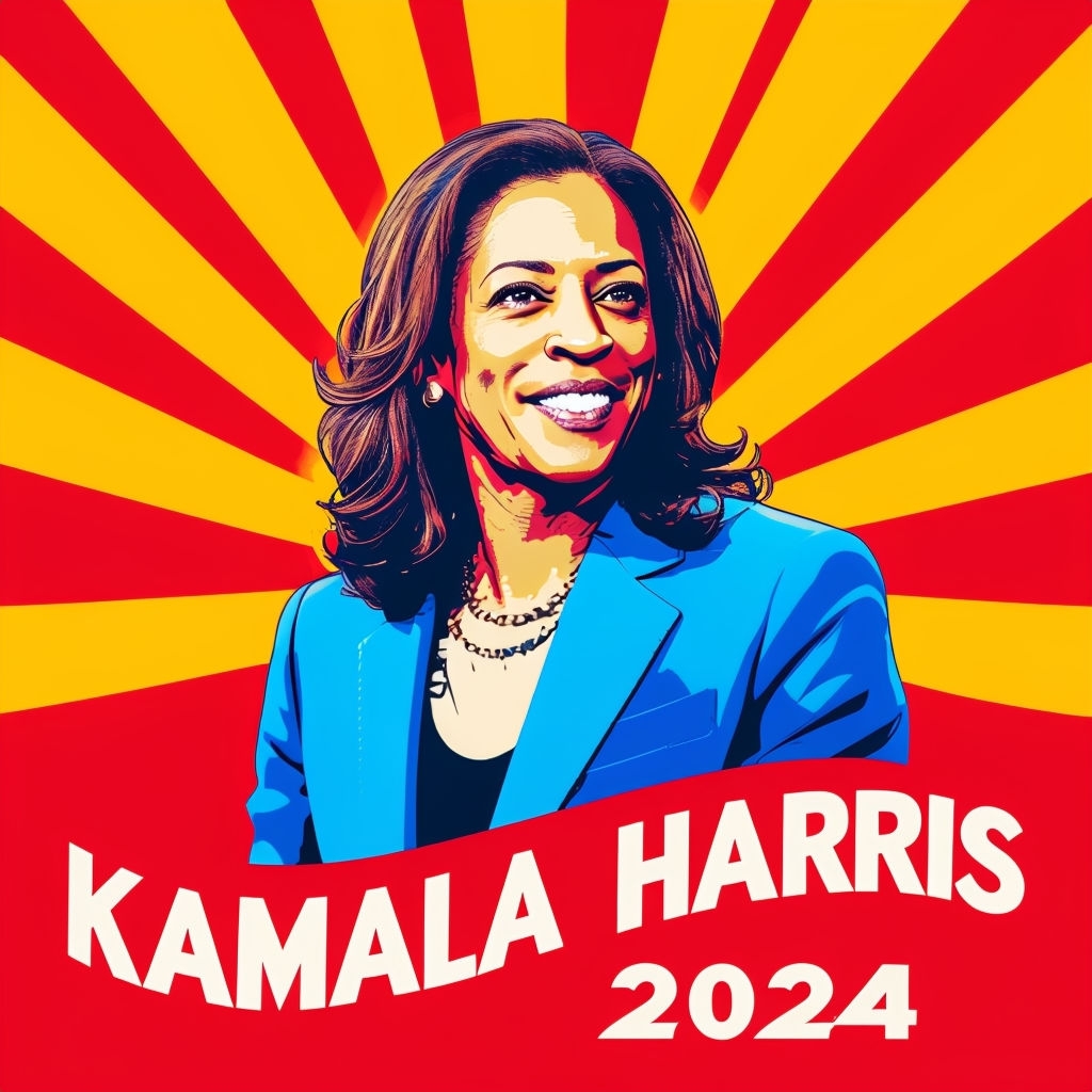 Vibrant Kamala Harris Pop-Art T-Shirt Design for 2024