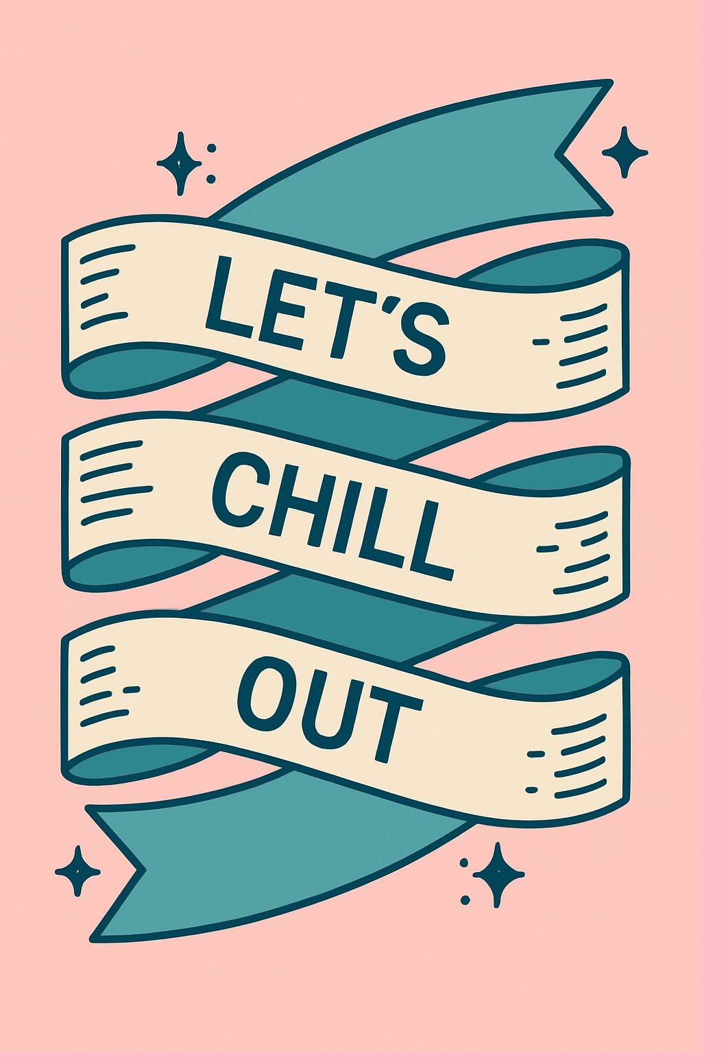 Retro 'Let's Chill Out' Ribbon Graphic Design Poster