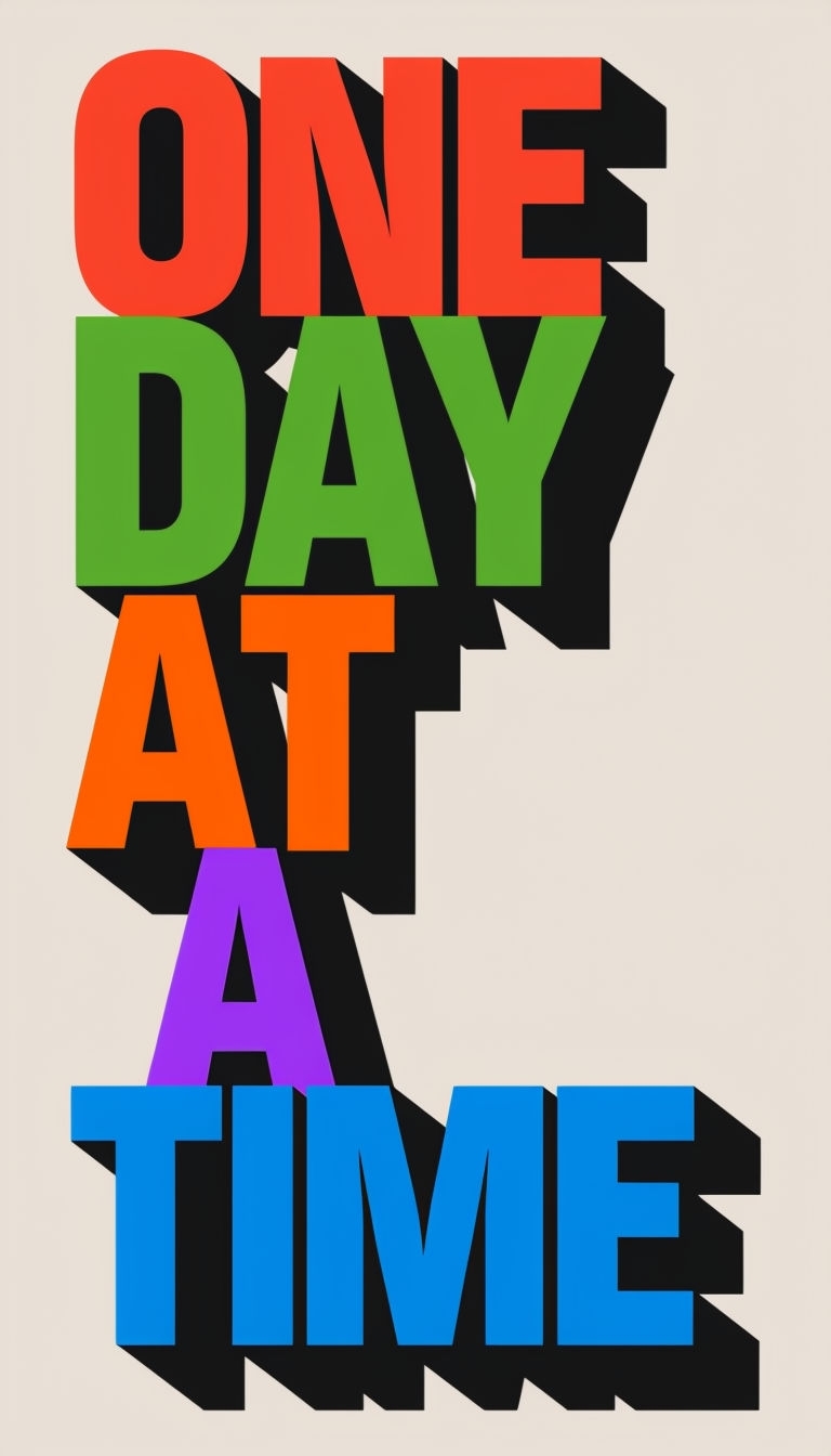 Vibrant One Day at a Time Motivational Quote Mobile Wallpaper