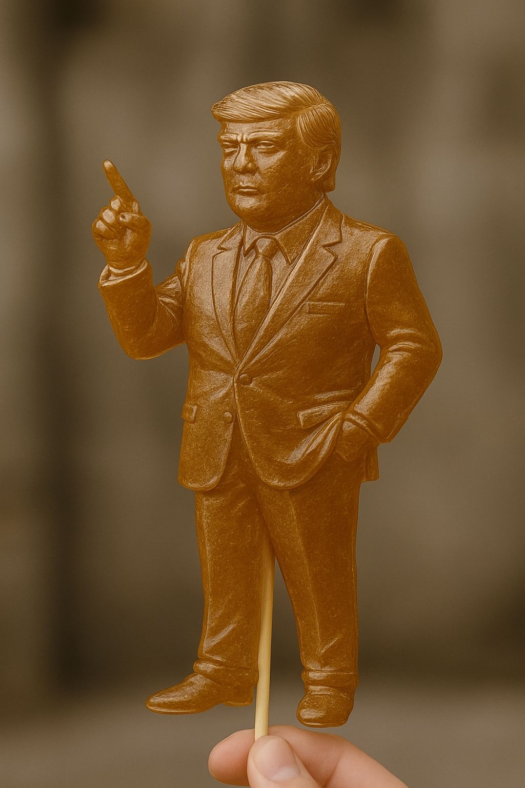 Intricate Amber Candy Figurine Captured in Close-Up Photograph Art