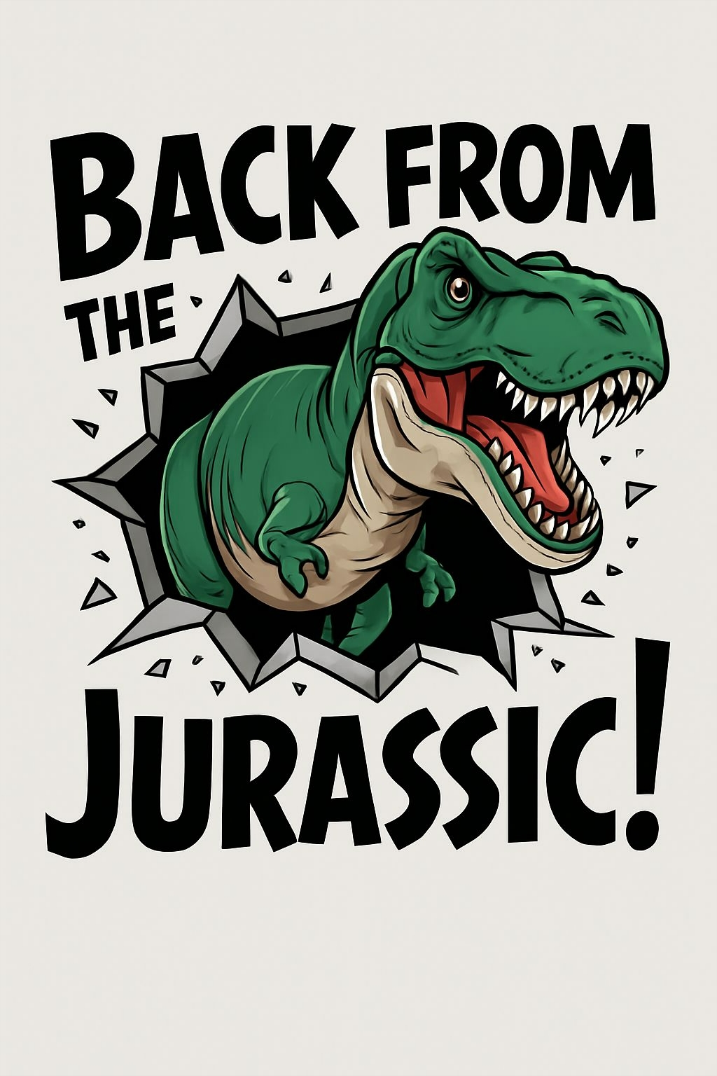 Fierce Tyrannosaurus Rex Breaking Through with Jurassic Text T-Shirt