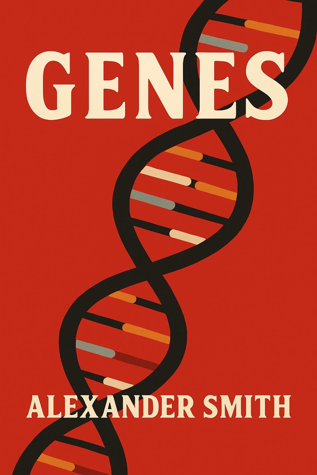 Vibrant Double Helix DNA Theme with Bold 'GENES' Title EBook Cover