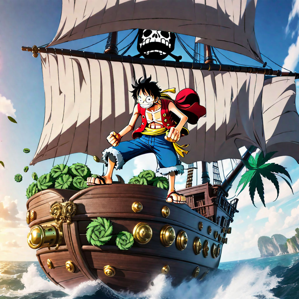 Luffy gear 5 in gear 5 on a pirate ship selling marijuana by neo ...