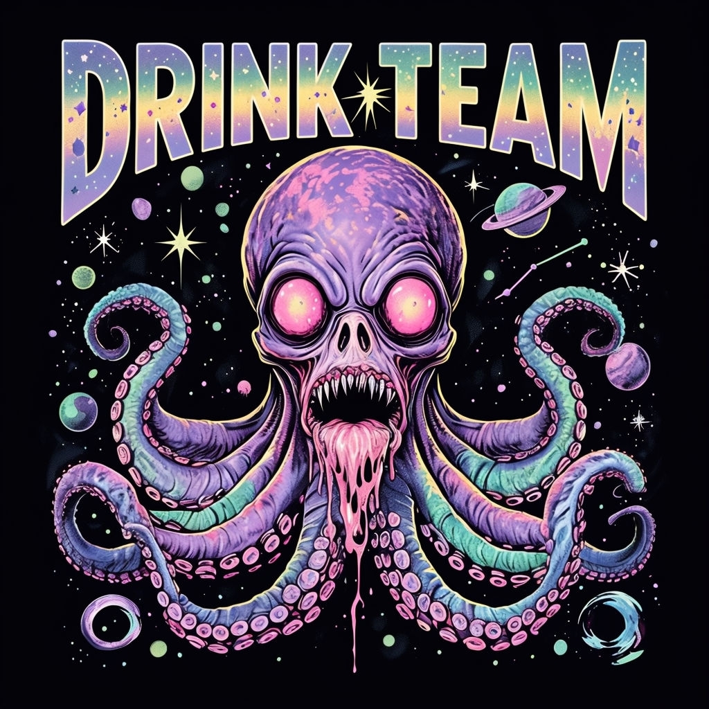 Psychedelic Alien Octopus Retro Horror T-Shirt